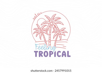 Boho Retro Summer Beach T shirt design, Feeling tropical svg
