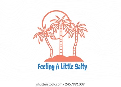 Boho Retro Summer Beach T shirt design, Feeling A little Salty svg