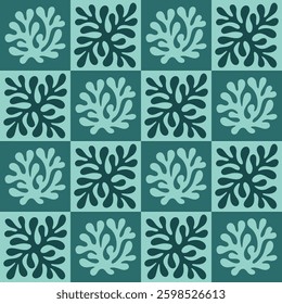 Boho Sea Beach Summer Seamless Pattern. Boho Ocean Coral Shape Background. Seamless Underwater Summer Print. Abstract Seashell Ornament for Textile, Paper, Home Decor, and Coastal Design.