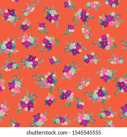 Boho seamless floral pattern with poppy, roses, daisy, marguerite, green and aqua twigs. Folk style millefleurs. Plant background for textile, wallpaper, pattern fills, covers, surface, print, wrap