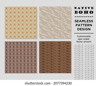 Boho seamless pattern, boho artwork, boho vector design, packaging design, vector seamless pattern, wallpaper pattern, tribal style, hand made pattern,