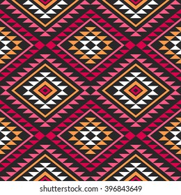 Boho seamless pattern with aztec ornament. Folk style abstract background template for textile, phone cover, wrapping, gift cards, invitations, etc.