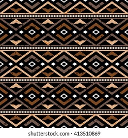 Boho seamless pattern with aztec ornament. Abstract vector background with folklore motives. Aztec print template for textile and paper. Summer fashion.