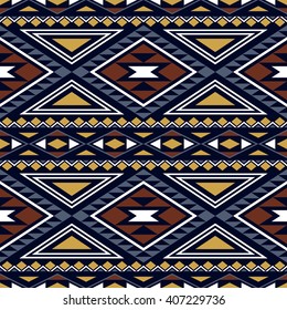 Boho seamless pattern with geometrical ornament. Aztec stylized print template for textile, paper, wrapping, t-shirts, post cards, etc.