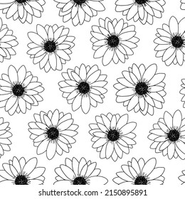 Boho seamless pattern with hand drawn flowers