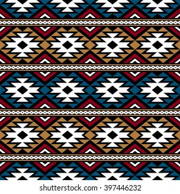 Boho seamless pattern with tribal aztec ornament. Folk style abstract background.