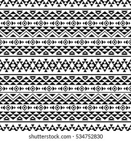 Boho seamless pattern with tribal aztec motives.