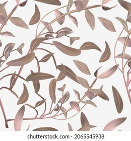 Boho Seamless patterns with decoration leaves, tree branch with dry leaf. Endless texture. Vector illustration