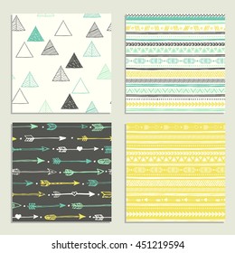 Boho seamless texture. Ethnic background with shape elements. Wallpaper for pattern fills, web page