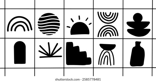 Boho Shape Illustration Set – Minimalist Abstract Aesthetic