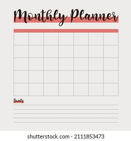 Boho simple minimal monthly calendar planner