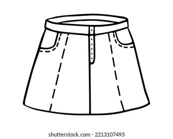 Boho skirt in hand drawn doodle style. Vector illustration. Women clothes element.
