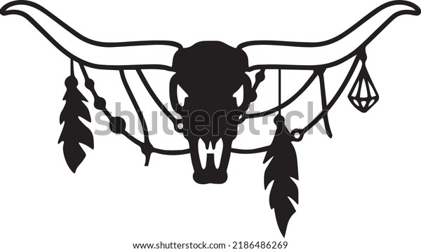 Boho Skull Vector Clip Art Black Stock Vector (Royalty Free) 2186486269 ...