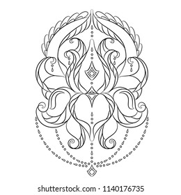 Boho slyte decorative ornament. Hand drawn ornamental illustration for print or coloting book.