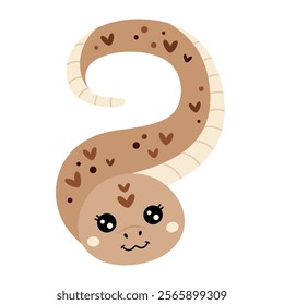 Boho snake clipart. Cute snake in cartoon flat style. Year of the snake. Chinese zodiac. Hand drawn vector illustration.