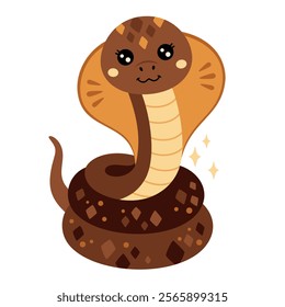 Boho snake clipart. Cute snake in cartoon flat style. Year of the snake. Chinese zodiac. Hand drawn vector illustration.