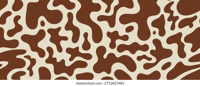 Boho Soft Organic Blob Shape Seamless Pattern. Brown Soft Organic Blob Round Form Background. Vector Abstract Bg