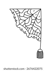 Boho elemento de canto spiderweb para colorir páginas