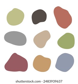 Boho stone logo icon sign Colorful design Boho nursery clipart Abstract blots pebble silhouettes Random figures Organic drops of irregular shape Print for clothes greeting invitation card flyer poster