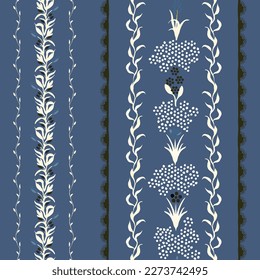 boho stripes floral pattern on dark background