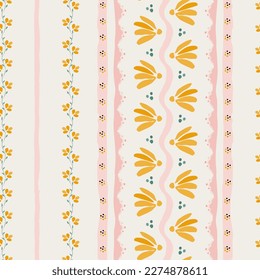 boho stripes floral pattern on light pastel background