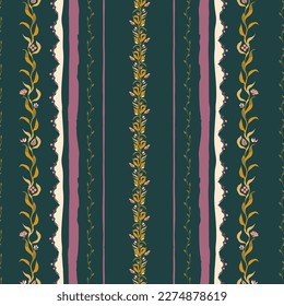 boho rayas patrón floral sobre fondo oscuro