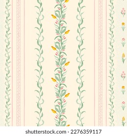 Boho-Streifen florales Muster auf hellpastellfarbenem Hintergrund