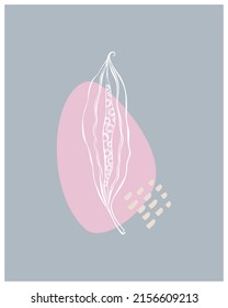Boho style abstract background minimalism, doodle, grey and pink, decor. Vector illustration