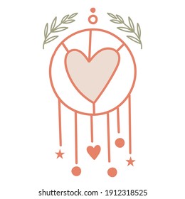 Boho style abstract composition with heart. Vector illustration.