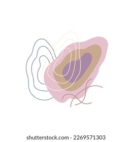 Formas abstractas de estilo boho y formas ovaladas de contorno, simples objetos dibujados a mano ilustración vectorial, colores pastel de moda, colección minimalista para hacer tarjetas, pancartas, póster moderno, arte mural