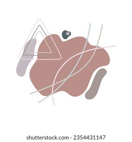 Boho style abstract shapes and outline forms arrangement, simple hand drawn objects vector illustration, trendy pastel colors, minimalist collection for making card, banner, modern poster, wall art