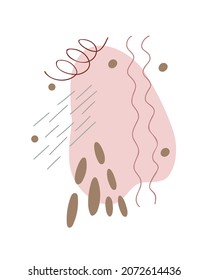 Formas abstractas de estilo boho, objetos de arte simples dibujados a mano ilustraciones vectoriales en colores pastel de moda, colección minimalista 