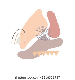 Boho style abstract shapes, simple hand drawn art objects vector illustration in trendy pastel colors, minimalist collection perfect for making cards, banners, modern posters, textile, wall art