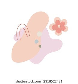 Boho style abstract shapes, simple hand drawn art objects vector illustration in trendy pastel colors, minimalist collection perfect for making cards, banners, modern posters, textile, wall art