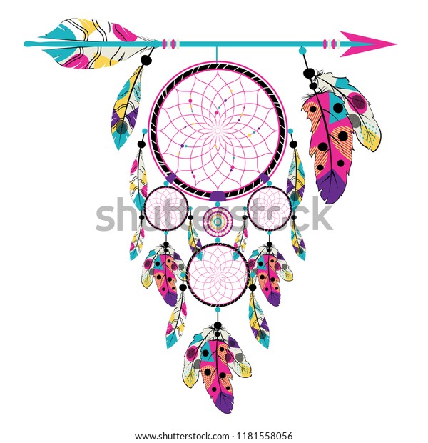 Boho Style Arrow Dream Catcher Stylized Stock Vector (Royalty Free ...