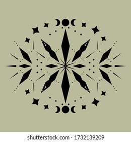 Arte estilo boho, vector. Ilustración esotérica abstracta
