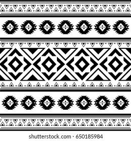 Aztec Seamless Pattern Black White Vector Stock Vector (Royalty Free ...
