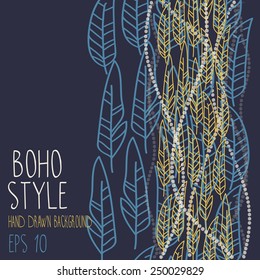 boho style background, can be used us party invitation or us boho shop card, vector illustration