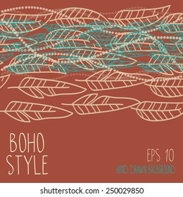 boho style background, can be used us party invitation or us boho shop card, vector illustration