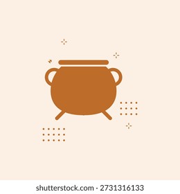 Boho Estilo Brown Cozinhar Caldeirão Pote Ícone Plano Design