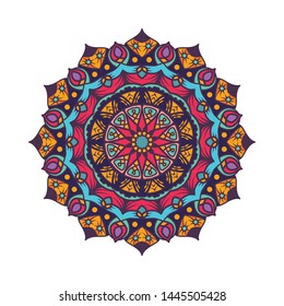 Boho style colored mandala design