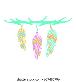 Boho style decorative feathers