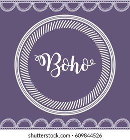 boho style desing over purple background. vector illustration