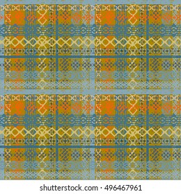 Boho style. Ethnic plaid seamless pattern. Tribal art print. Old abstract striped background texture. Lines, Stripes. Decoration, wallpaper. Vector design