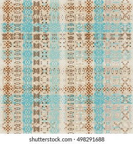 Boho style. Ethnic plaid seamless pattern. Tribal art print, tartan cloth. Abstract background texture