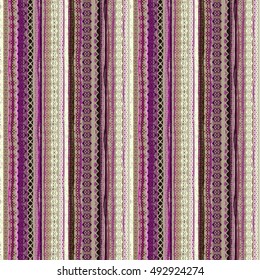 Boho style. Ethnic seamless pattern. Tribal art print. Old abstract striped background texture. Lines, Stripes. Decoration. Vector design
