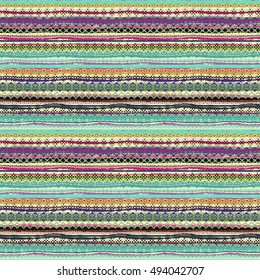 Boho style. Ethnic seamless pattern. Tribal art print. Old abstract striped background texture. Lines, Stripes. Decoration. Vector design