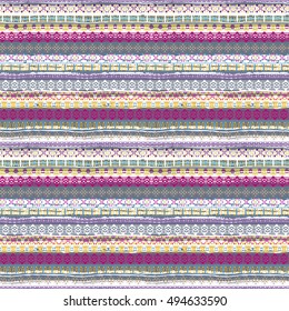 Boho style. Ethnic seamless pattern. Tribal art print. Old abstract borders background texture