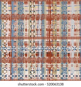 Boho style. Ethnic seamless pattern. Tribal art print. Old abstract background texture. Random, chaotic, distressed. Geometric shapes. Decoration. Vector design