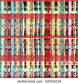 Boho style. Ethnic seamless pattern. Tribal art print. Old abstract background texture. Random, chaotic, distressed. Geometric shapes. Decoration